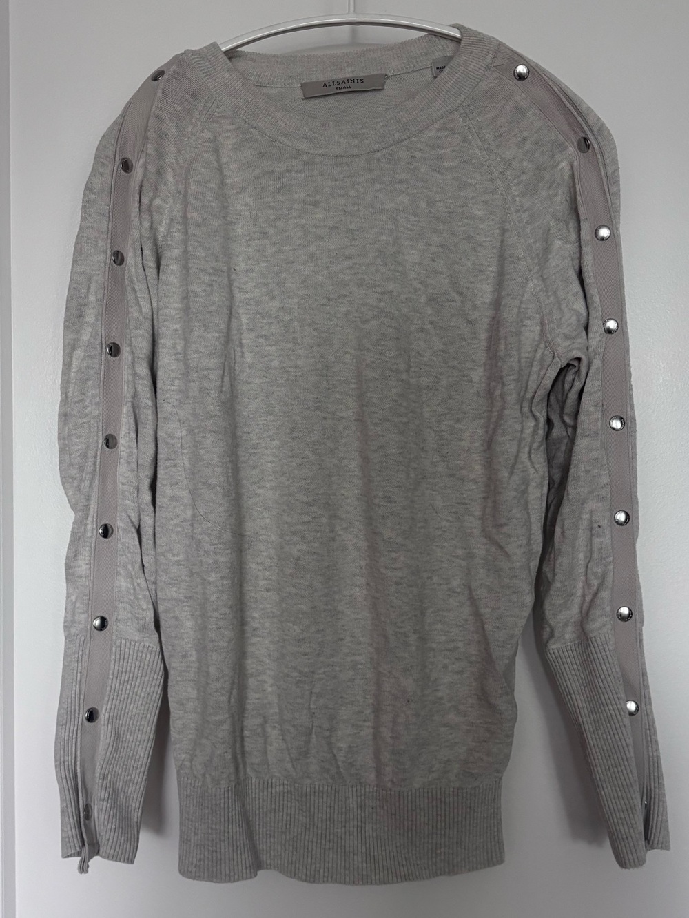 AllSaints Heather Gray Crewneck Sweater